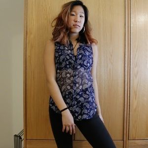 Sheer blue floral blouse